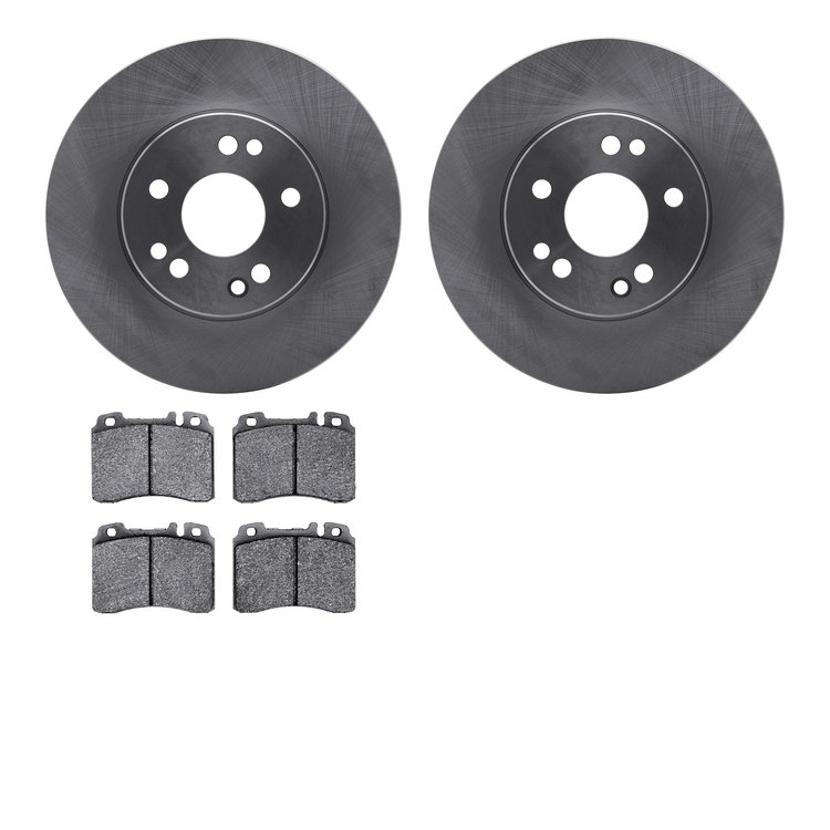 6502-63243 Brake Rotors w/5000 Advanced Brake Pads Kit, 1990-1995 Mercedes-Benz, Position: Front