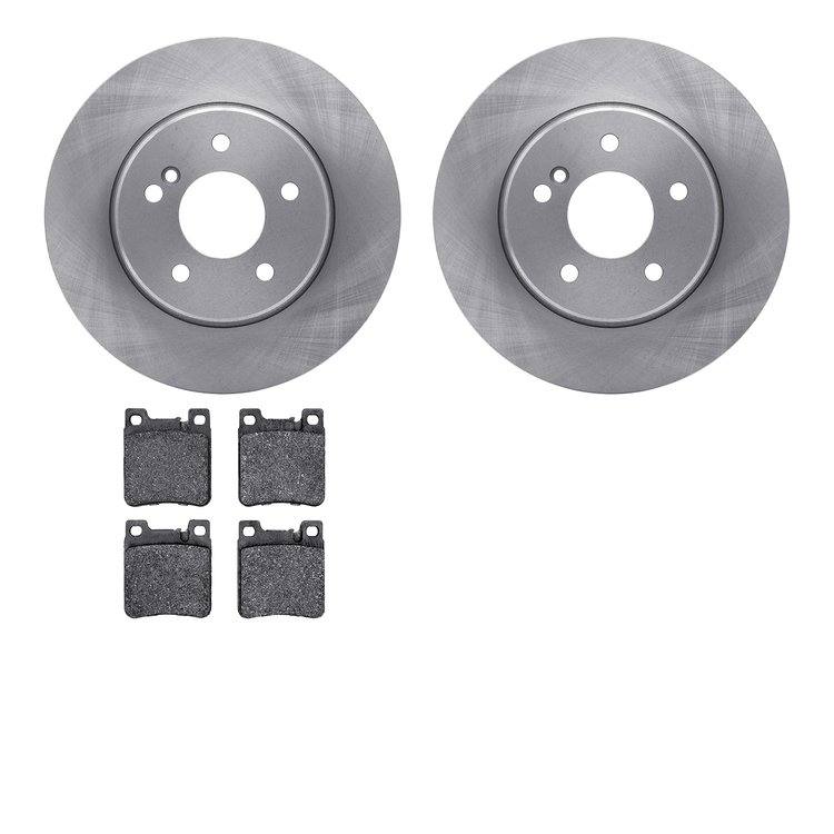 6502-63246 Brake Rotors w/5000 Advanced Brake Pads Kit, 1994-2000 Mercedes-Benz, Position: Rear
