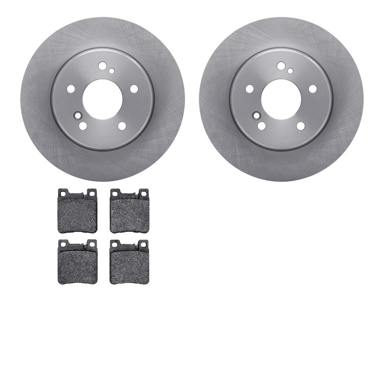 6502-63261 Brake Rotors w/5000 Advanced Brake Pads Kit, 1996-1998 Mercedes-Benz, Position: Rear