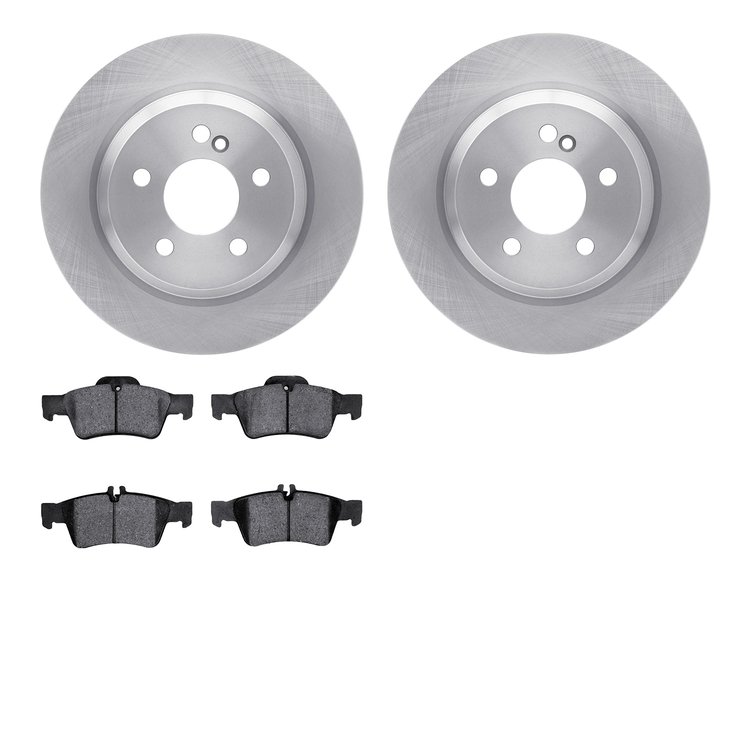 6502-63320 Brake Rotors w/5000 Advanced Brake Pads Kit, 2003-2017 Mercedes-Benz, Position: Rear