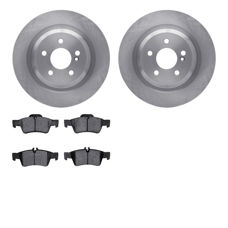 6502-63365 Brake Rotors w/5000 Advanced Brake Pads Kit, 2007-2014 Mercedes-Benz, Position: Rear