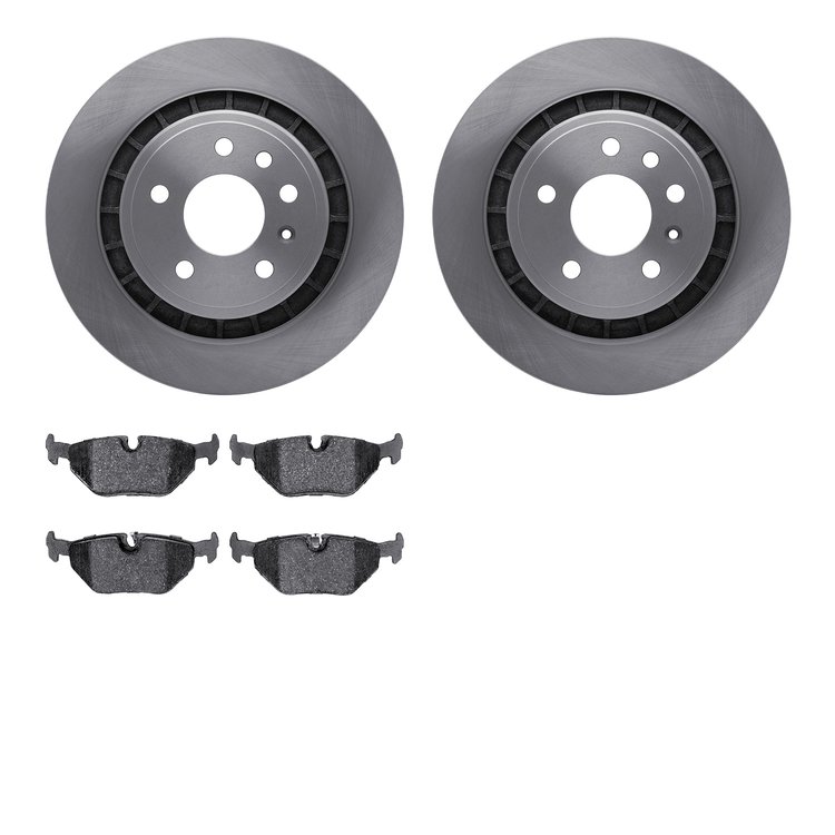 6502-65093 Brake Rotors w/5000 Advanced Brake Pads Kit, 2002-2010 GM, Position: Rear