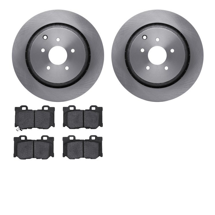 6502-68077 Brake Rotors w/5000 Advanced Brake Pads Kit, Fits Select Infiniti/Nissan, Position: Rear
