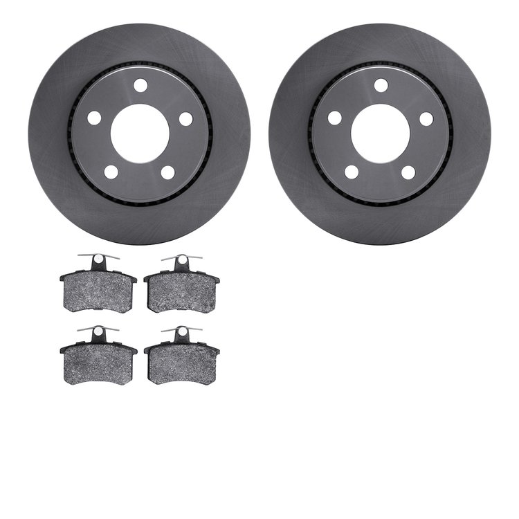 6502-73091 Brake Rotors w/5000 Advanced Brake Pads Kit, 1986-1991 Audi/Volkswagen, Position: Rear