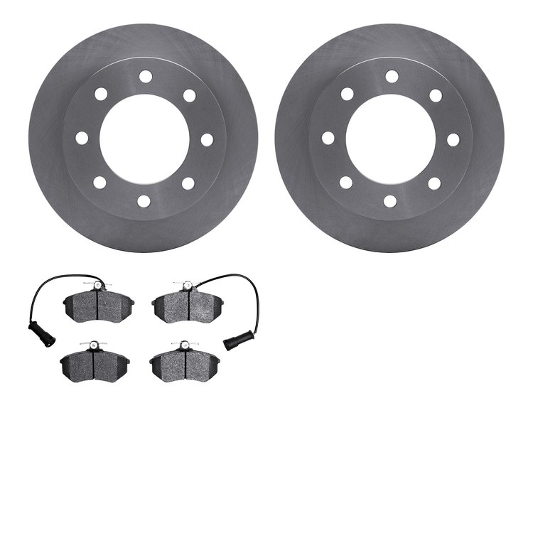 6502-73106 Brake Rotors w/5000 Advanced Brake Pads Kit, 1983-1986 Audi/Volkswagen, Position: Front