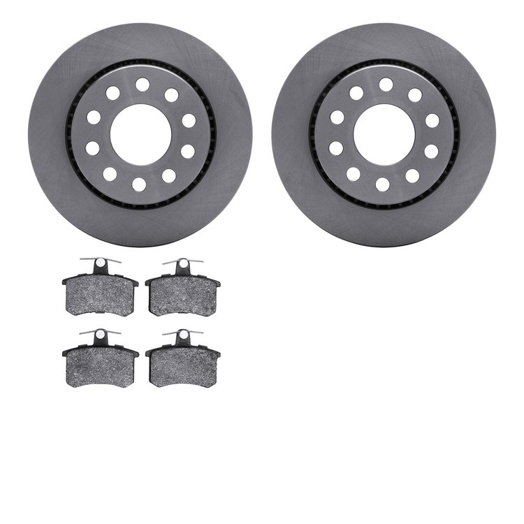 6502-73142 Brake Rotors w/5000 Advanced Brake Pads Kit, 1990-1997 Audi/Volkswagen, Position: Rear