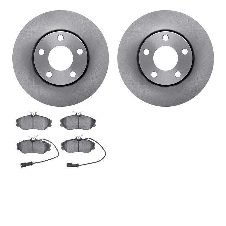 6502-73145 Brake Rotors w/5000 Advanced Brake Pads Kit, 1990-1997 Audi/Volkswagen, Position: Front