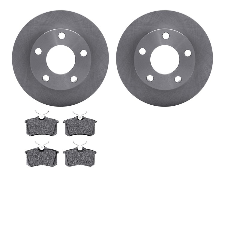 6502-73164 Brake Rotors w/5000 Advanced Brake Pads Kit, 1998-2001 Audi/Volkswagen, Position: Rear