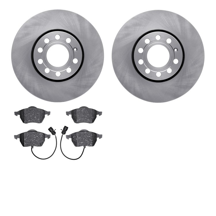 6502-73261 Brake Rotors w/5000 Advanced Brake Pads Kit, 1992-1998 Audi/Volkswagen, Position: Front