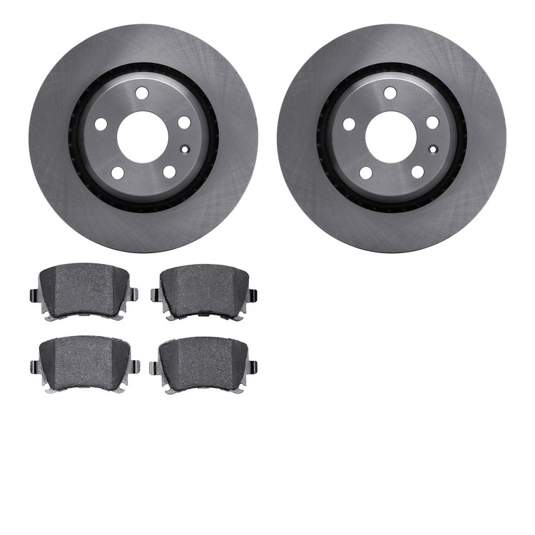 6502-73319 Brake Rotors w/5000 Advanced Brake Pads Kit, 2012-2013 Audi/Volkswagen, Position: Rear