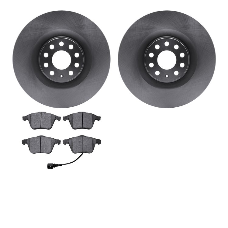 6502-74308 Brake Rotors w/5000 Advanced Brake Pads Kit, 2008-2013 Audi/Volkswagen, Position: Front