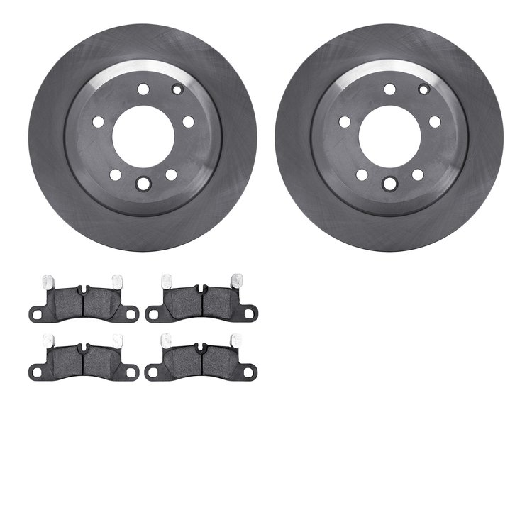 6502-74407 Brake Rotors w/5000 Advanced Brake Pads Kit, 2011-2014 Porsche, Position: Rear