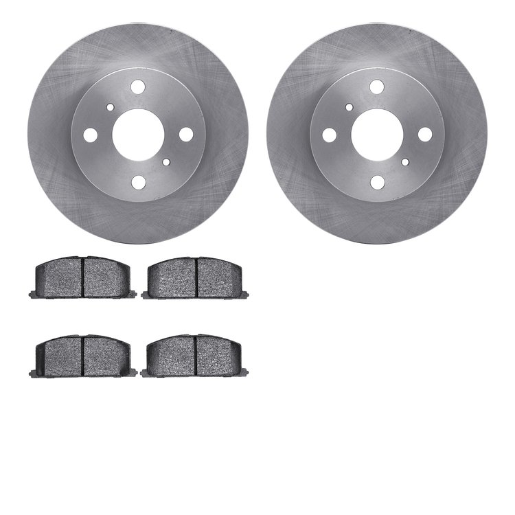 6502-76106 Brake Rotors w/5000 Advanced Brake Pads Kit, 1988-1992 Multiple Makes/Models, Position: Front