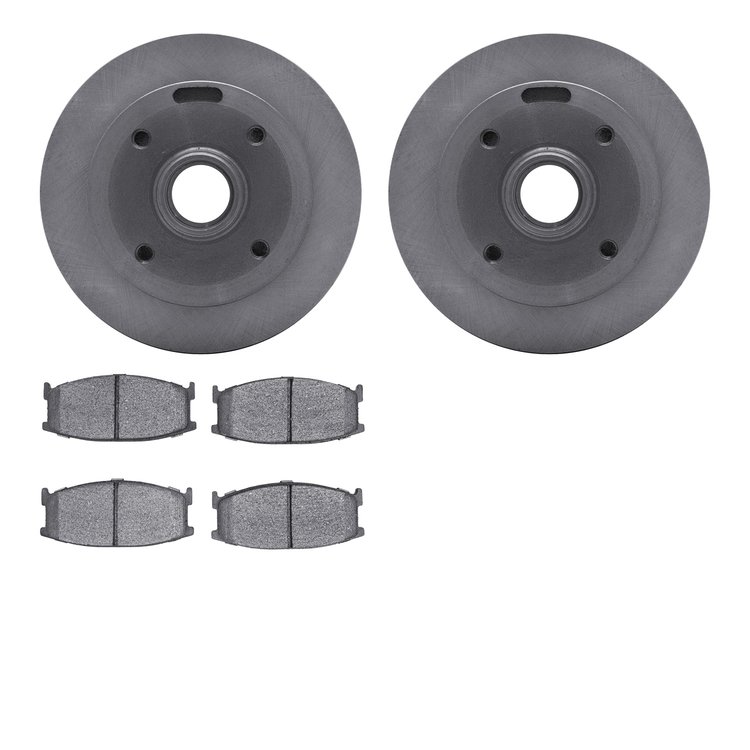 6502-80055 Brake Rotors w/5000 Advanced Brake Pads Kit, 1979-1982 Ford/Lincoln/Mercury/Mazda, Position: Front