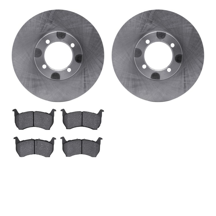 6502-80091 Brake Rotors w/5000 Advanced Brake Pads Kit, 1983-1987 Ford/Lincoln/Mercury/Mazda, Position: Front