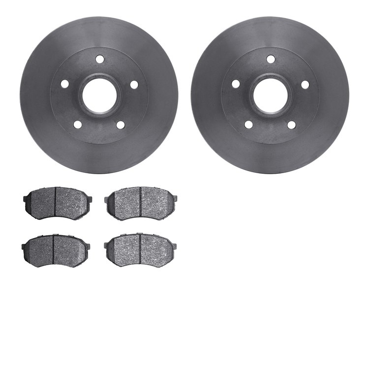 6502-80124 Brake Rotors w/5000 Advanced Brake Pads Kit, 1988-1991 Ford/Lincoln/Mercury/Mazda, Position: Front