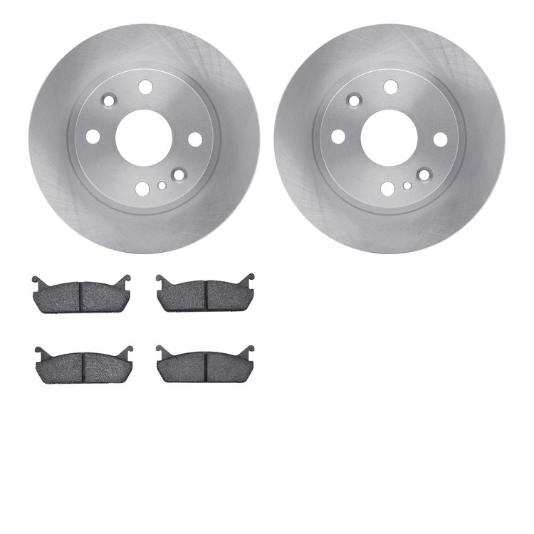 6502-80130 Brake Rotors w/5000 Advanced Brake Pads Kit, 1990-1993 Ford/Lincoln/Mercury/Mazda, Position: Rear