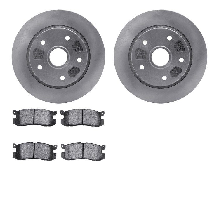 6502-80136 Brake Rotors w/5000 Advanced Brake Pads Kit, 1988-1989 Ford/Lincoln/Mercury/Mazda, Position: Rear