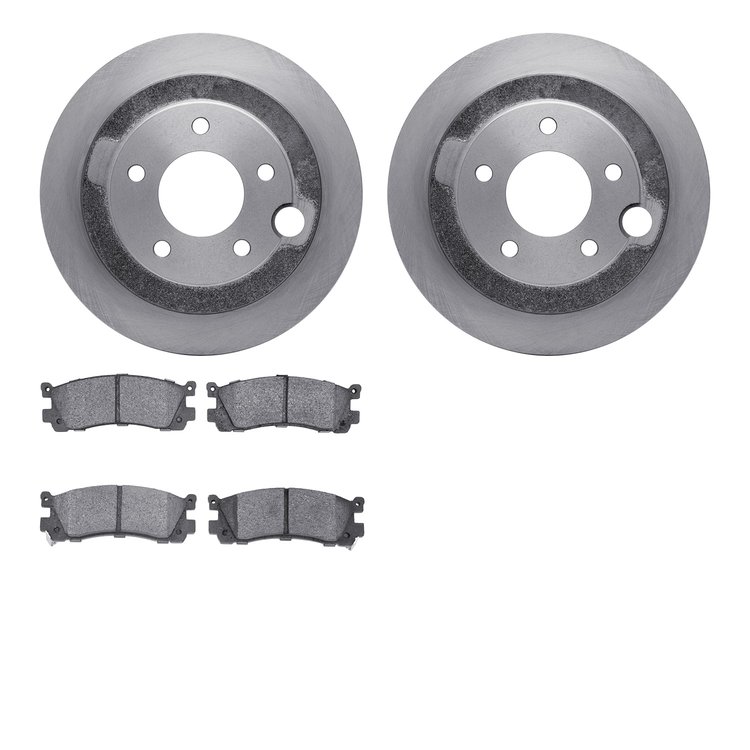 6502-80166 Brake Rotors w/5000 Advanced Brake Pads Kit, 1995-2002 Ford/Lincoln/Mercury/Mazda, Position: Rear