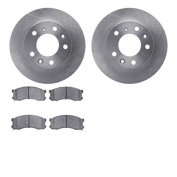 6502-80196 Brake Rotors w/5000 Advanced Brake Pads Kit, 1989-1991 Ford/Lincoln/Mercury/Mazda, Position: Front