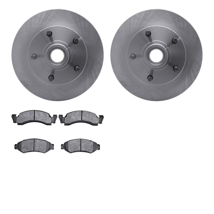 6502-99228 Brake Rotors w/5000 Advanced Brake Pads Kit, 1986-1993 Ford/Lincoln/Mercury/Mazda, Position: Front