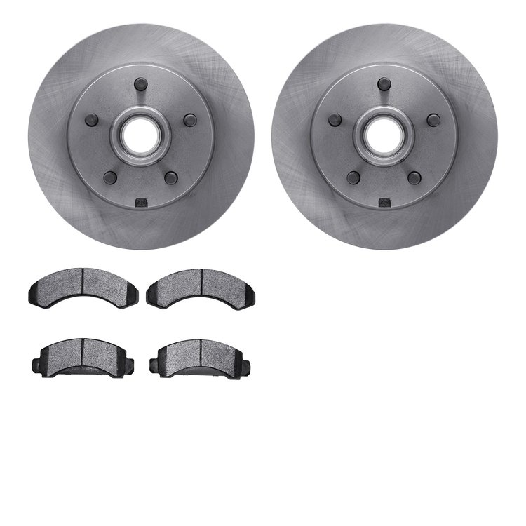 6502-99266 Brake Rotors w/5000 Advanced Brake Pads Kit, 1983-1994 Ford/Lincoln/Mercury/Mazda, Position: Front