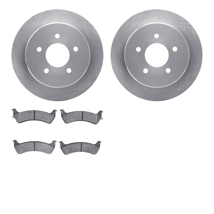 6502-99357 Brake Rotors w/5000 Advanced Brake Pads Kit, 2001-2002 Ford/Lincoln/Mercury/Mazda, Position: Rear