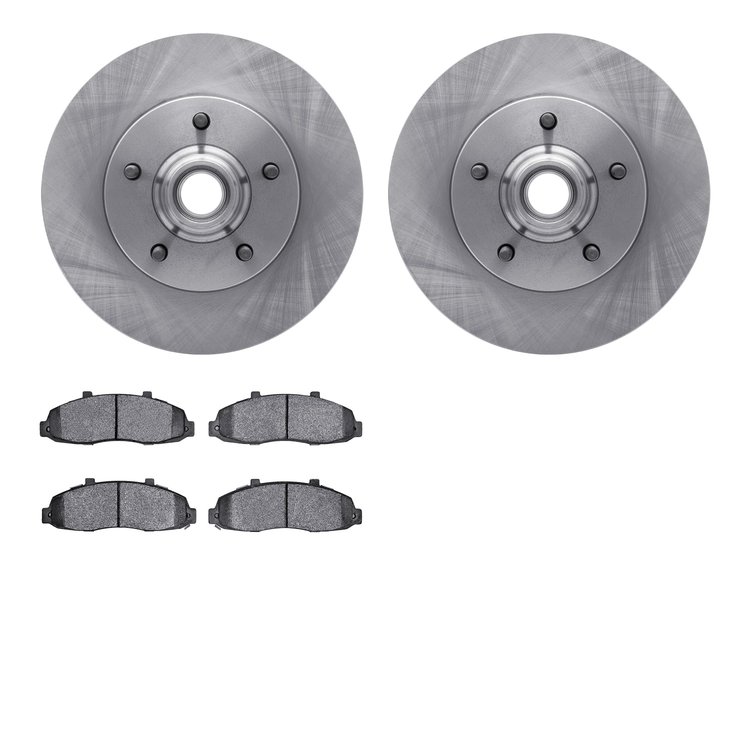 6502-99376 Brake Rotors w/5000 Advanced Brake Pads Kit, 1997-1999 Ford/Lincoln/Mercury/Mazda, Position: Front