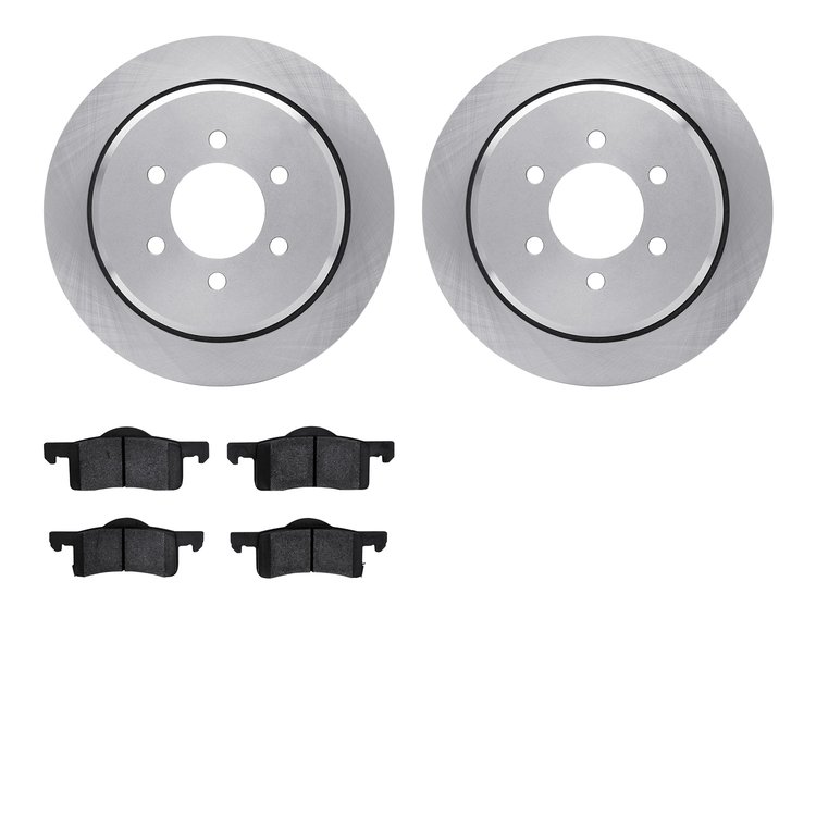6502-99510 Brake Rotors w/5000 Advanced Brake Pads Kit, 2002-2006 Ford/Lincoln/Mercury/Mazda, Position: Rear