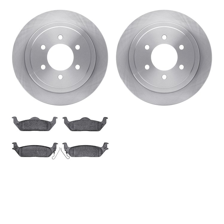 6502-99531 Brake Rotors w/5000 Advanced Brake Pads Kit, 2004-2009 Ford/Lincoln/Mercury/Mazda, Position: Rear