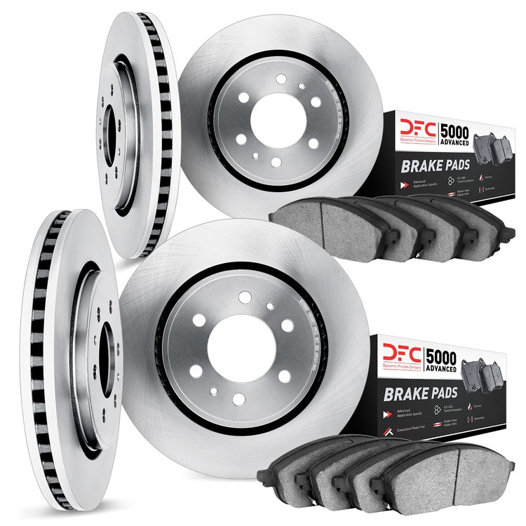 6504-01066 Brake Rotors w/5000 Advanced Brake Pads Kit, 2018-2021 Ford/Lincoln/Mercury/Mazda, Position: Front and Rear