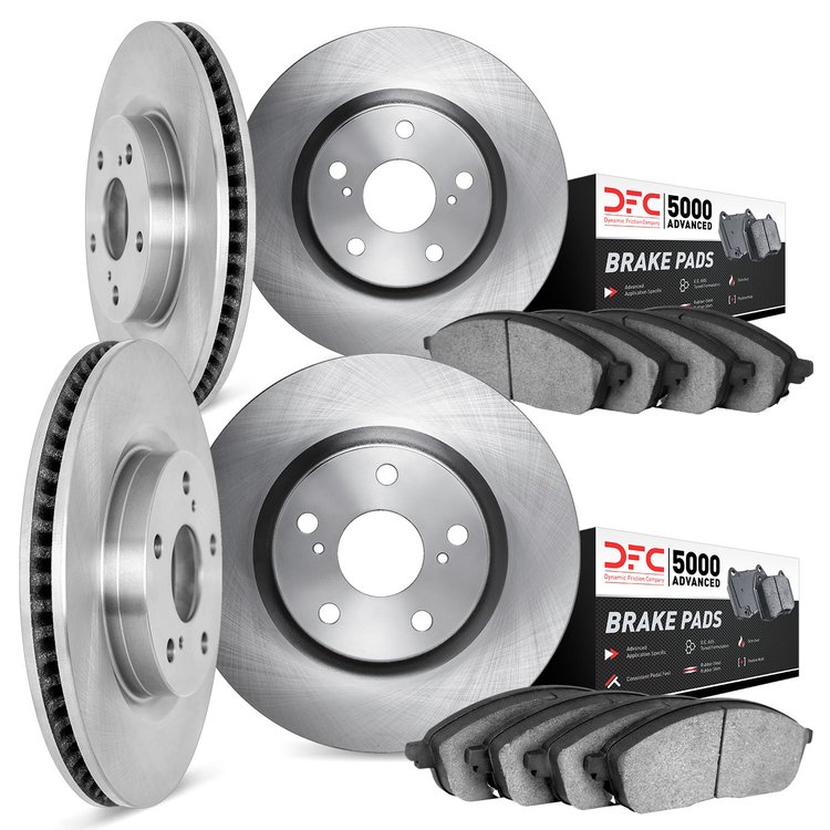 6504-02004 Brake Rotors w/5000 Advanced Brake Pads Kit, 1969-1977 Porsche, Position: Front and Rear