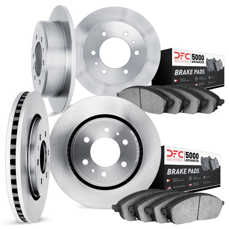 6504-23000 Brake Rotors w/5000 Advanced Brake Pads Kit, 1972-1979 Renault, Position: Front and Rear