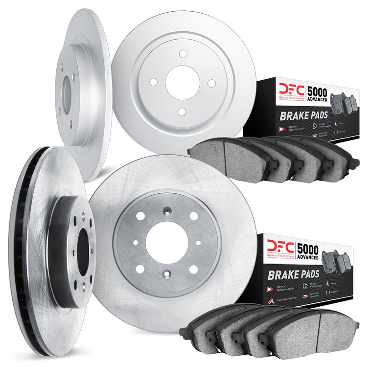 6504-27001 Brake Rotors w/5000 Advanced Brake Pads Kit, 2000-2004 Volvo, Position: Front and Rear