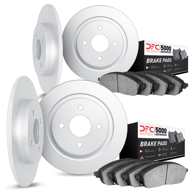 6504-43035 Brake Rotors w/5000 Advanced Brake Pads Kit, 1976-1980 Mopar, Position: Front and Rear