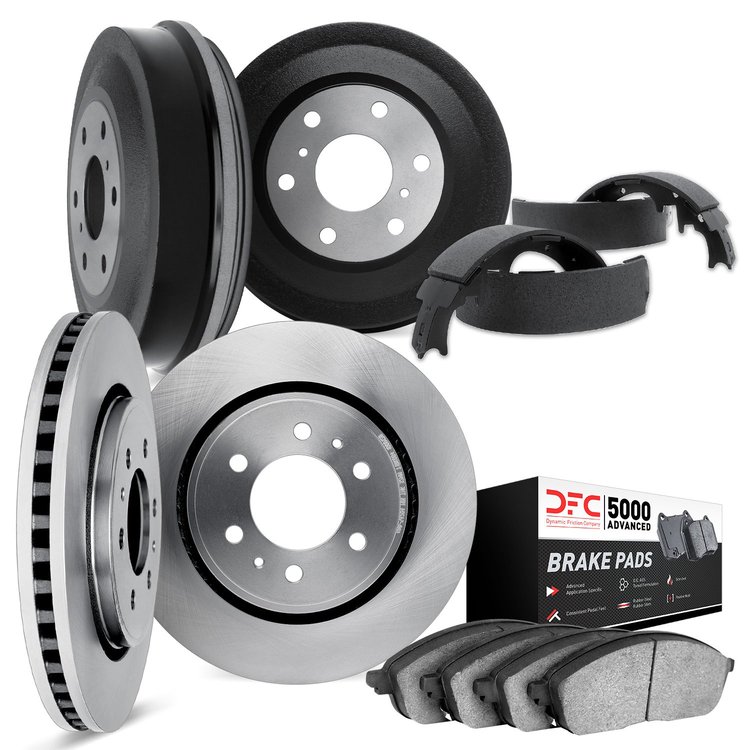6504-47834 Brake Rotors w/5000 Advanced Brake Pads/Drums & Shoes Kit, 1992-2000 GM, Position: Front and Rear