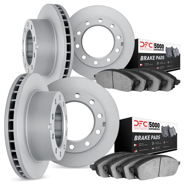 6504-48012 Brake Rotors w/5000 Advanced Brake Pads Kit, 1998-1999 GM, Position: Front and Rear