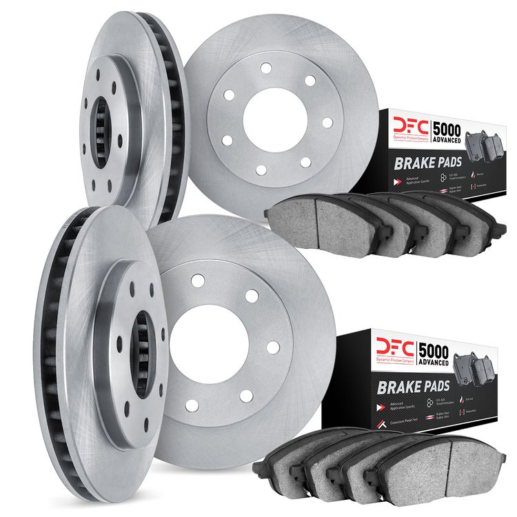 6504-55121 Brake Rotors w/5000 Advanced Brake Pads Kit, 2004-2008 Ford/Lincoln/Mercury/Mazda, Position: Front and Rear