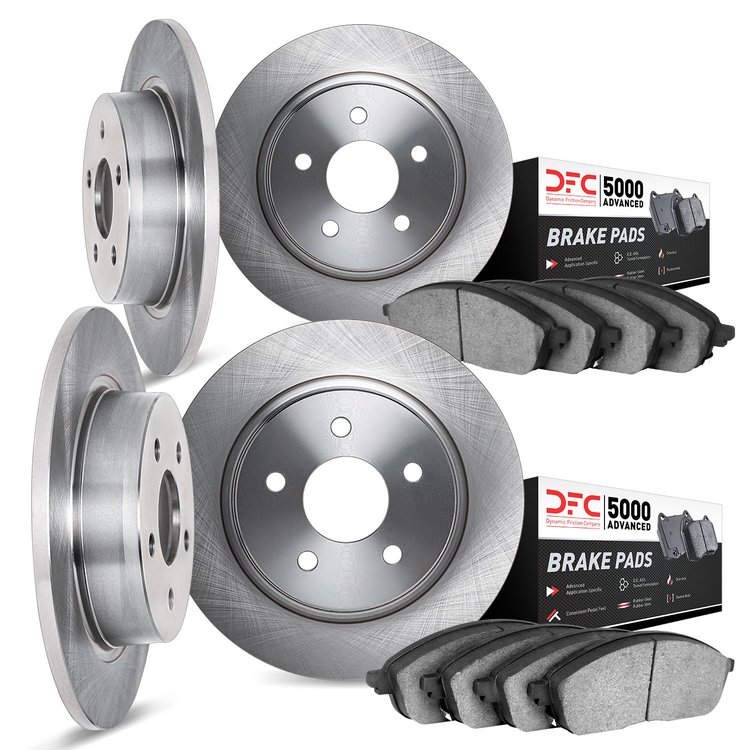 6504-63013 Brake Rotors w/5000 Advanced Brake Pads Kit, 1961-1963 Mercedes-Benz, Position: Front and Rear