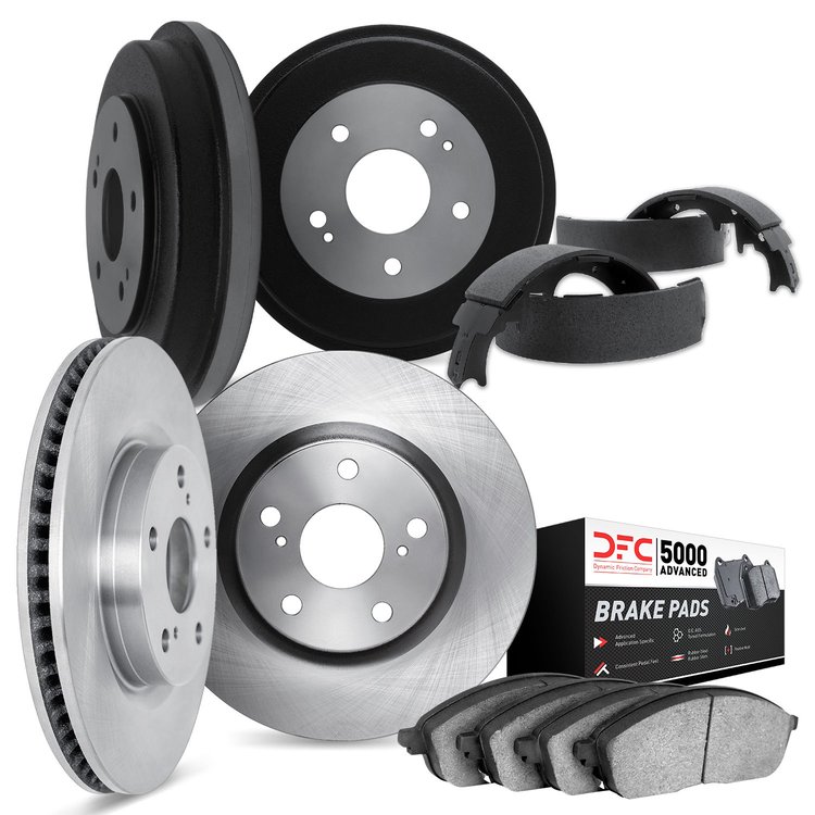6504-67220 Brake Rotors w/5000 Advanced Brake Pads/Drums & Shoes Kit, 2013-2021 Multiple Makes/Models, Position: Front and Rear