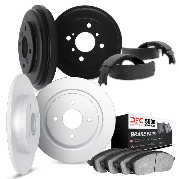 6504-72040 Brake Rotors w/5000 Advanced Brake Pads/Drums & Shoes Kit, 1995-1996 Multiple Makes/Models, Position: Front and Rear