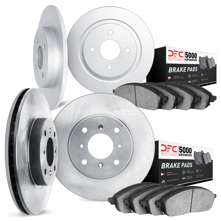 6504-72097 Brake Rotors w/5000 Advanced Brake Pads Kit, 1991-1991 Mitsubishi, Position: Front and Rear
