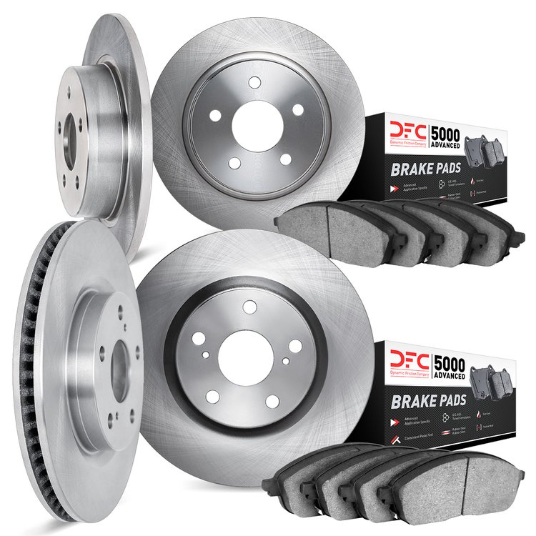 6504-72116 Brake Rotors w/5000 Advanced Brake Pads Kit, 2009-2015 Mitsubishi, Position: Front and Rear