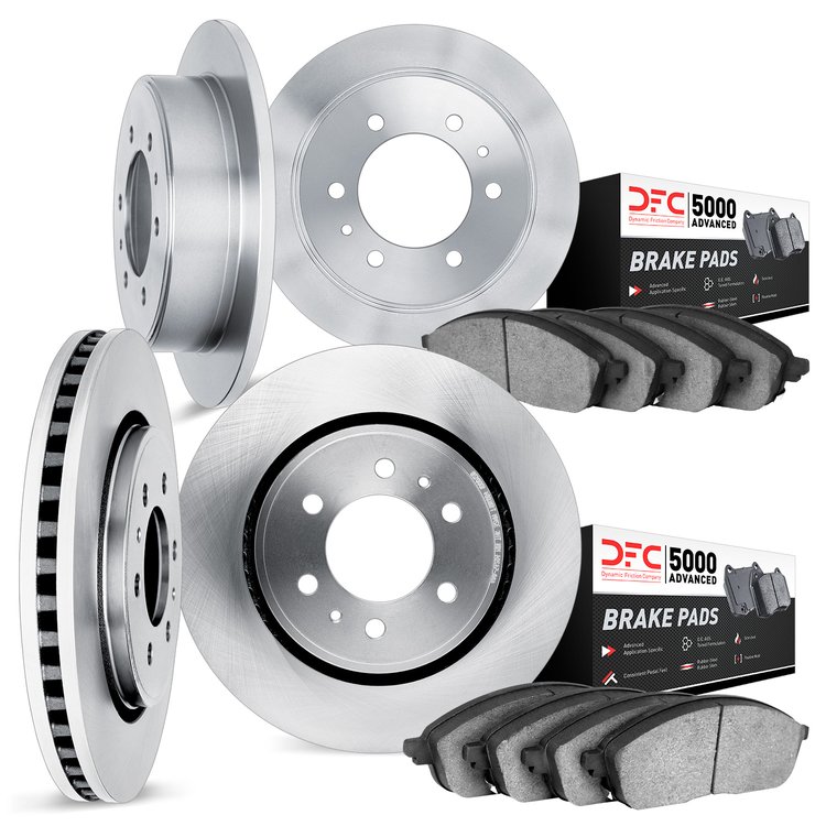 6504-72117 Brake Rotors w/5000 Advanced Brake Pads Kit, 1990-2000 Mitsubishi, Position: Front and Rear