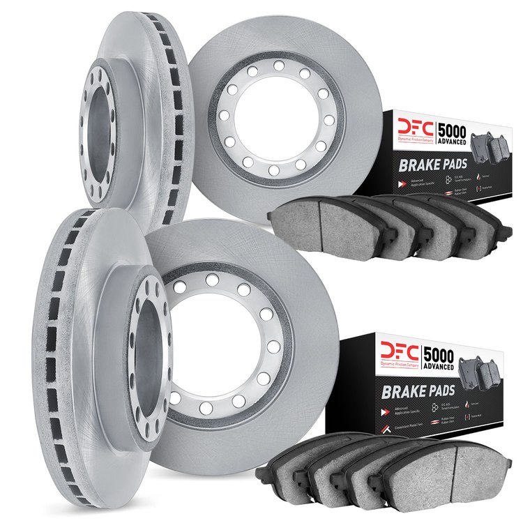 6504-72126 Brake Rotors w/5000 Advanced Brake Pads Kit, 2010-2011 Freightliner, Position: Front and Rear