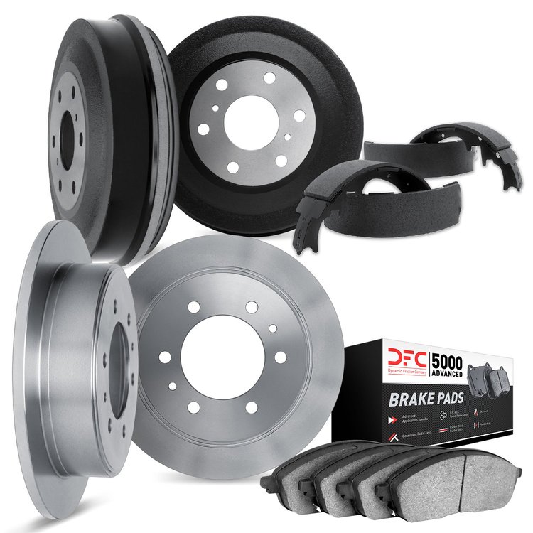 6504-76012 Brake Rotors w/5000 Advanced Brake Pads/Drums & Shoes Kit, 1979-1980 Lexus/Toyota/Scion, Position: Front and Rear