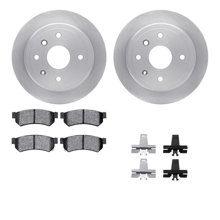 6512-01059 Brake Rotors w/5000 Advanced Brake Pads Kit with Hardware, 2007-2010 Multiple Makes/Models, Position: Rear