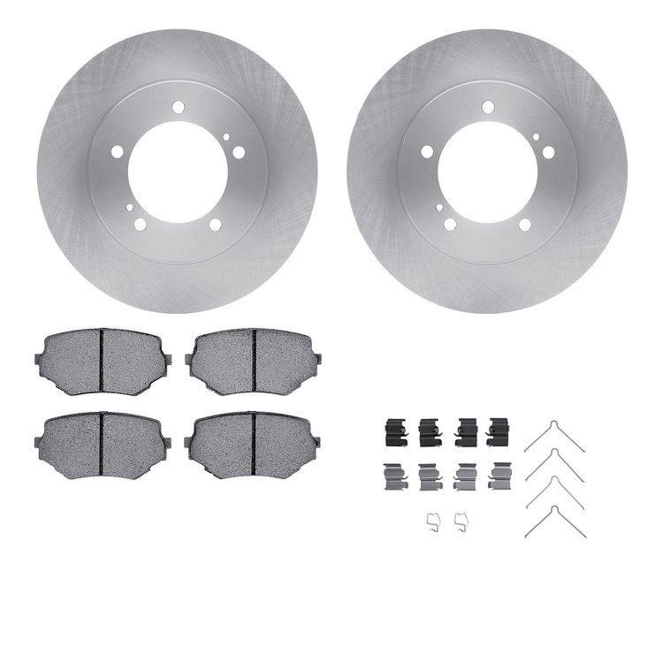 6512-01067 Brake Rotors w/5000 Advanced Brake Pads Kit with Hardware, 1999-2008 Multiple Makes/Models, Position: Front