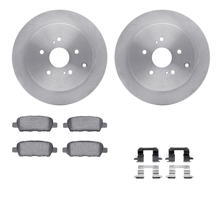 6512-01074 Brake Rotors w/5000 Advanced Brake Pads Kit with Hardware, 2009-2017 Suzuki, Position: Rear