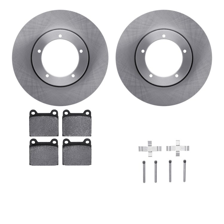 6512-02028 Brake Rotors w/5000 Advanced Brake Pads Kit with Hardware, 1965-1973 Porsche, Position: Front